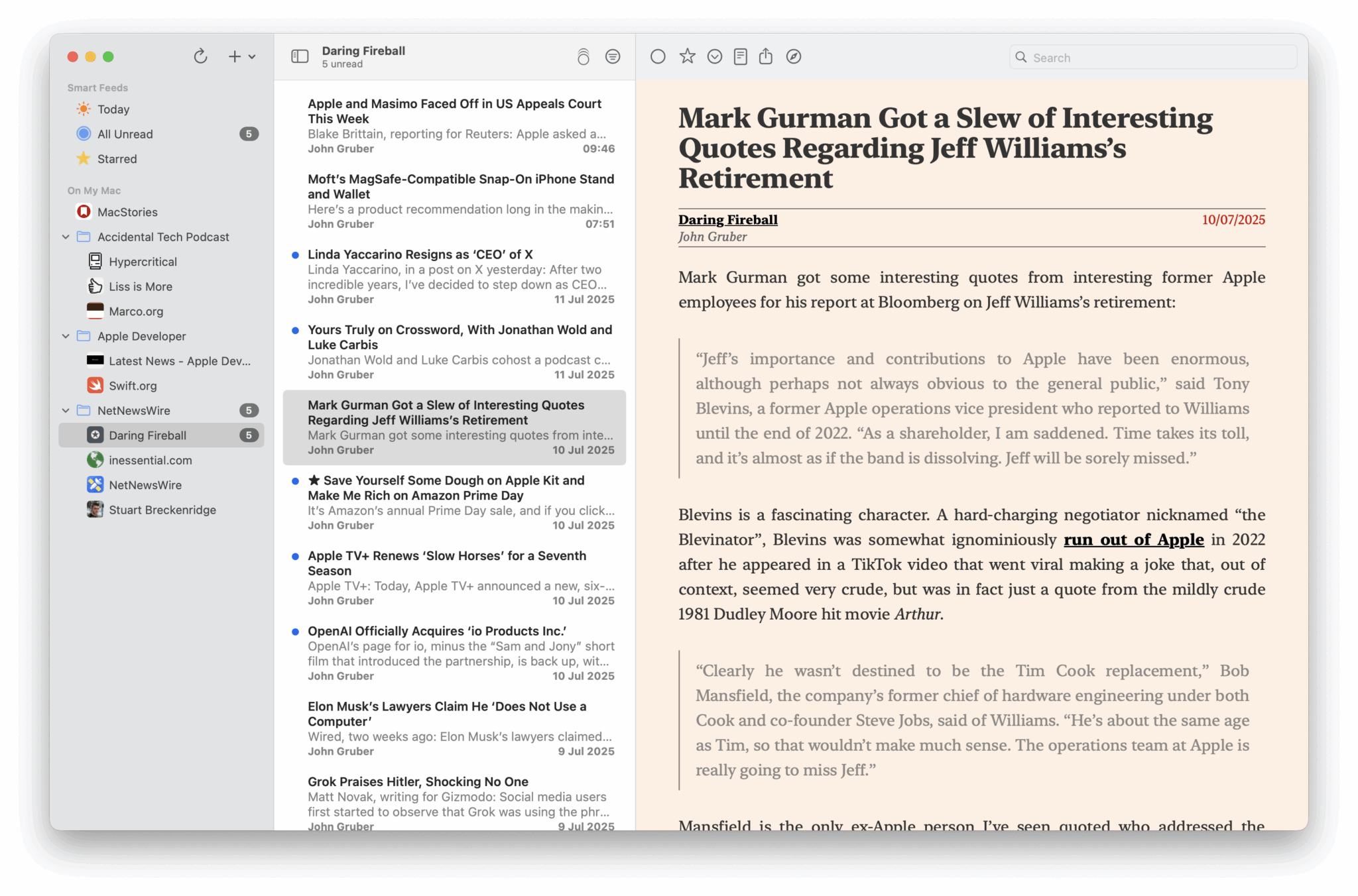 Financial Broadsheet for NetNewsWire